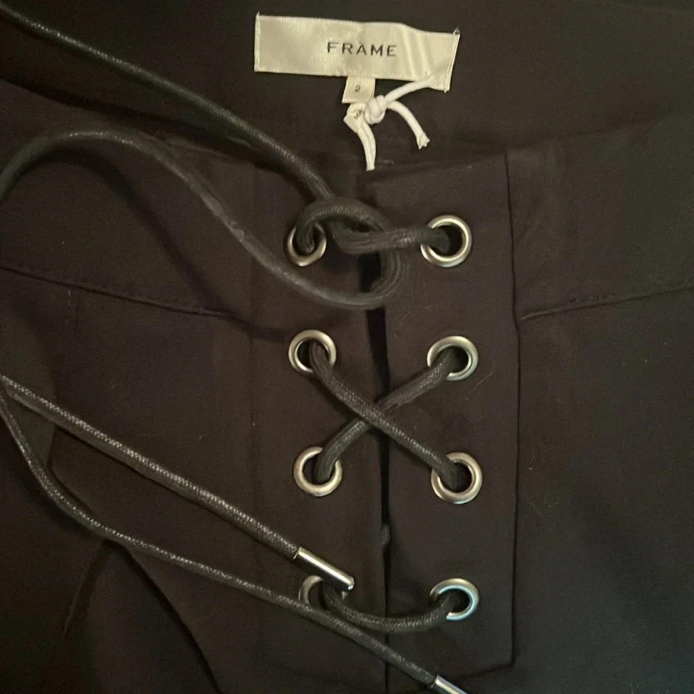 NWT $398.00 Frame lace up Black trouser Pants size 2 - Picture 12 of 13